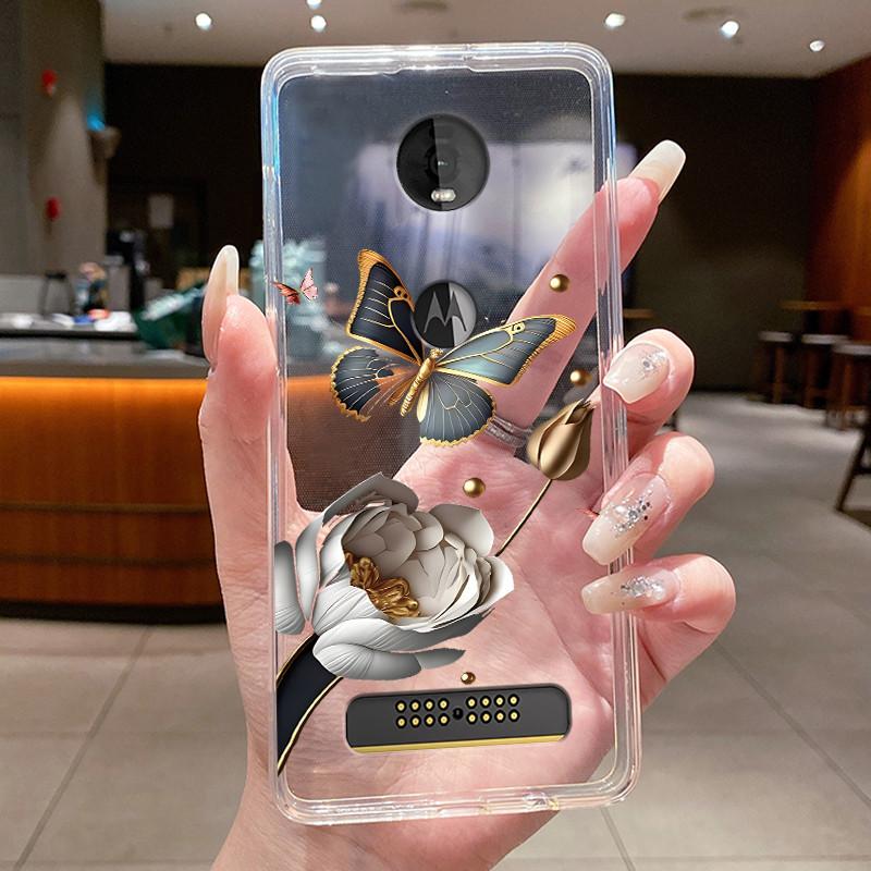 Etui Do Motorola Moto Z4 Play X4 Przezroczyste Luksusowe Modne Motyl Kwiat Miękki Silikon Tylna Pokrywa Do Moto X4 Z4 Play Etui Na Telefon