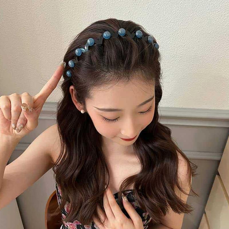 Perlové vlnité čelenky pro ženy, jednobarevné, ozubené, protiskluzové, do vlasů, dívčí mycí čelenky, sportovní vlasové doplňky