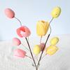 Easter Eggs Picks Spring Artificial Tulip Flower Stem with Eggs Floral Arrangement for Home Vase Filler Table Centerpiece