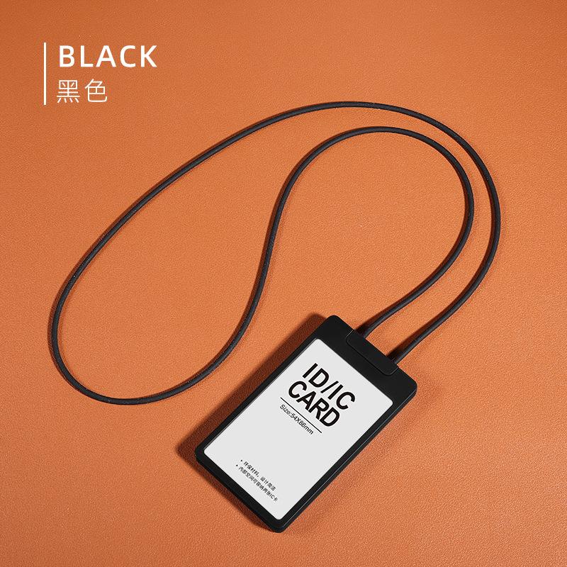 Cards Sleeve Double-sided Transparent Extendable Employee Card Safety Buckle Hanging Rope Extendable Chest Card ID Card Holder чёрный