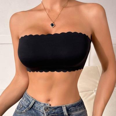 Women Seamless Invisible Underwear Sexy Strapless Bra Effective Slip-proof One-piece Bralette Waves Ice Silk Top Smooth Lingerie