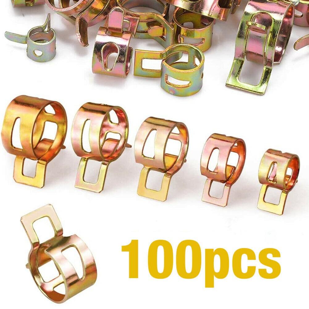 100PCS Spring Hose Clips / Clamps Fuel Air Gas Water Pipe Self Clamping