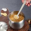 with Spoon Lid Storage Jar Stainless Steel Small Condiment Container Useful Sugar Bowl  Salt