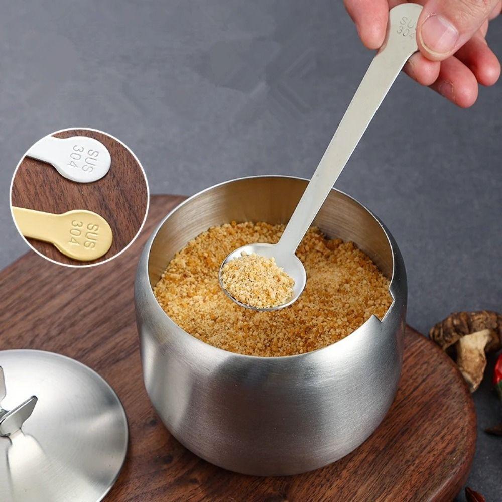 Stainless Steel Sugar Bowl Gold Silver Seasoning Pot Useful Storage Jar  Home