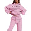 MILANO Plus Size Trendy Fleece Sweatshirt Set with Letter Print for Women