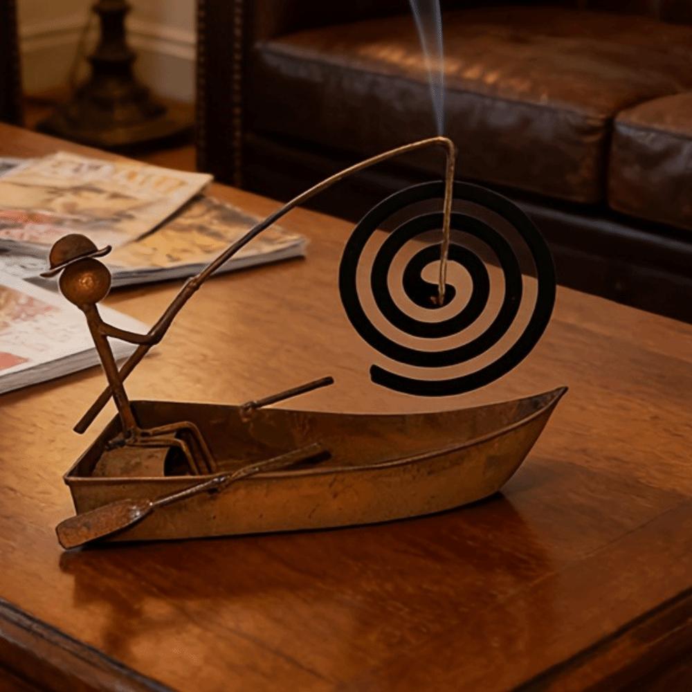 Coil Tray Metal Coil Stand Vintage Style Incense Burner Stand Sailboat Coil Holder Bedroom Decor