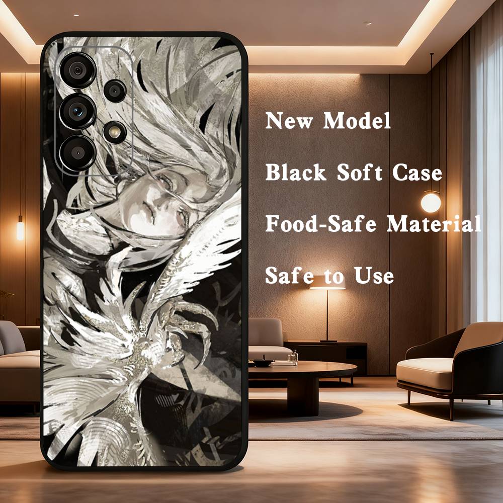 Sword  White Hair Witch For Samsung Galaxy A73,31,71,53,32,72,Note,22,41,8,9,52,J7,Soft Black Silicone Cover Case