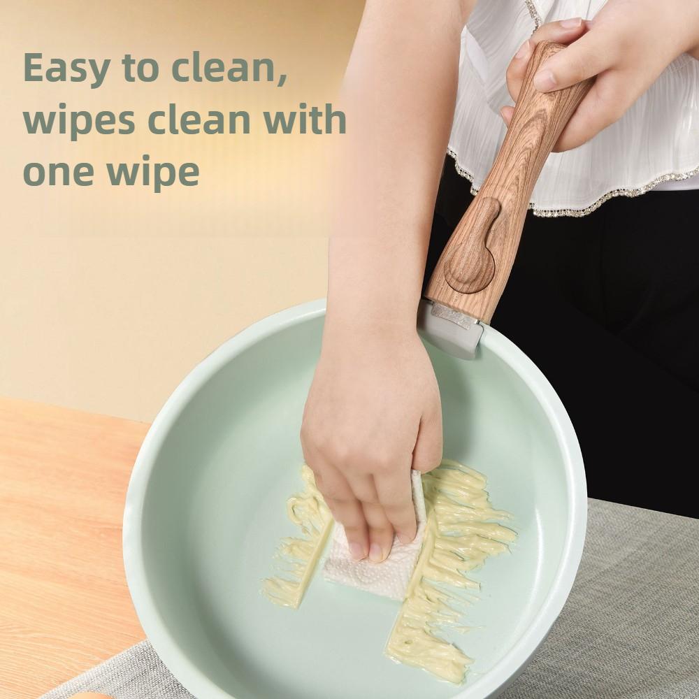 Household Pot Set with Double Bottom Thick Soup Pot Milk Pot Nonstick Frying Pan Combination Simple and Fresh Kitchen Supplies