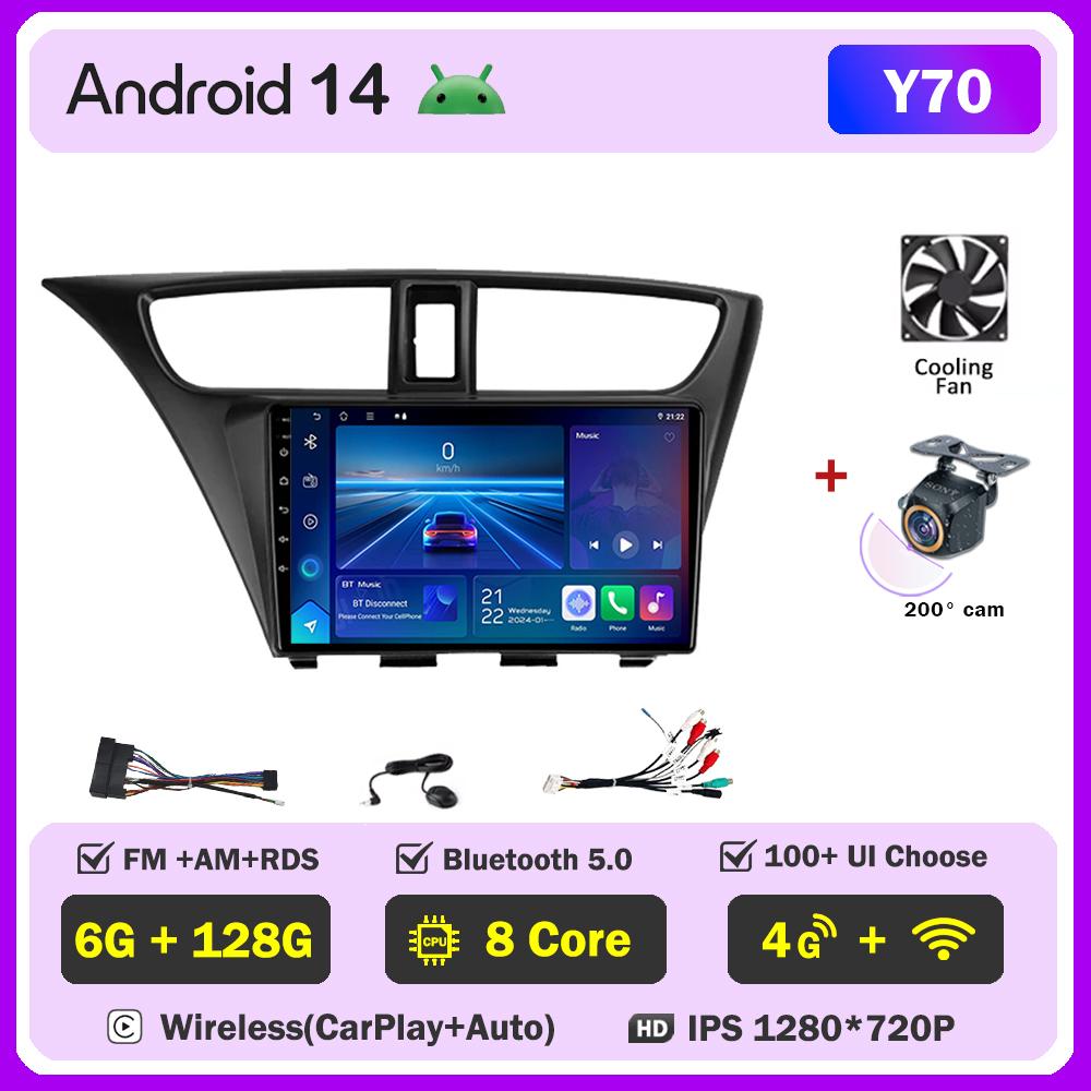 For Honda Civic 9 FK FB 2012 - 2017 Car Radio Player Car Carplay Screen Autoradio Mirr 4G or Link Car Intelligent Systems 8 Core