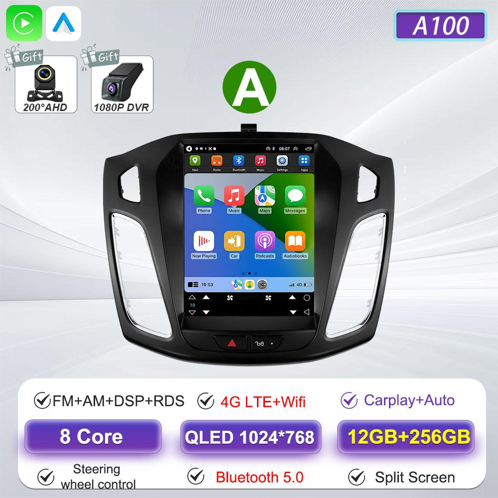 Android 16 Car Radio For Ford Focus 3 Mk 3 2011 2012 2013 2014- 2019 For Tesla Style Carplay Stereo Head Unit GPS 4G Wifi DSP BT