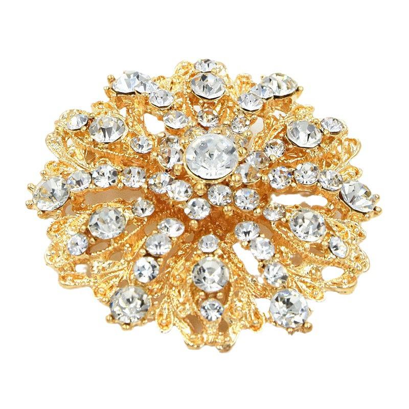 Elegant Rhinestone Flower Boutonniere for Brides