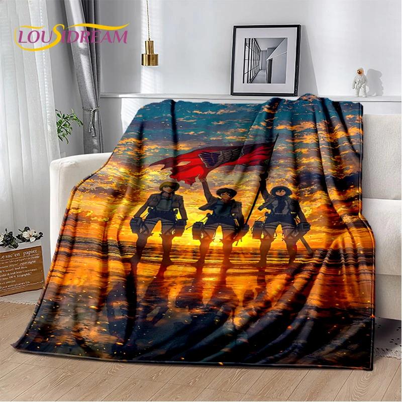 2025 Attack On Titan Eren Anime Cartoon Soft Blankets,Throw Blanket Comfortable Blanket for Picnic Beds Sofa Home Kids Gifts