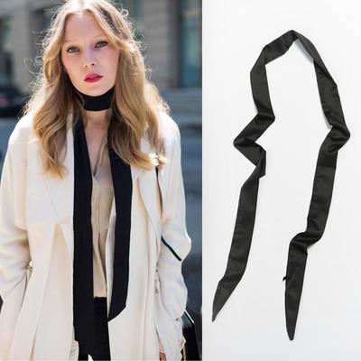 Long Narrow Slender Small Silk Scarf, Satin Korean Version for Women