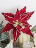 Velvet Cloth Artificial Christmas Flower Glitter Red Glitter Christmas Flower Flower Hanging Ornament Flower Hanging Ornaments