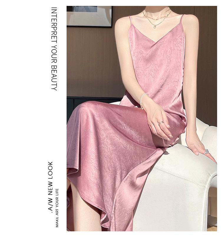 V-Neck Floral Acetate Satin Maxi Dress with Sequins (2025 Summer Collection)