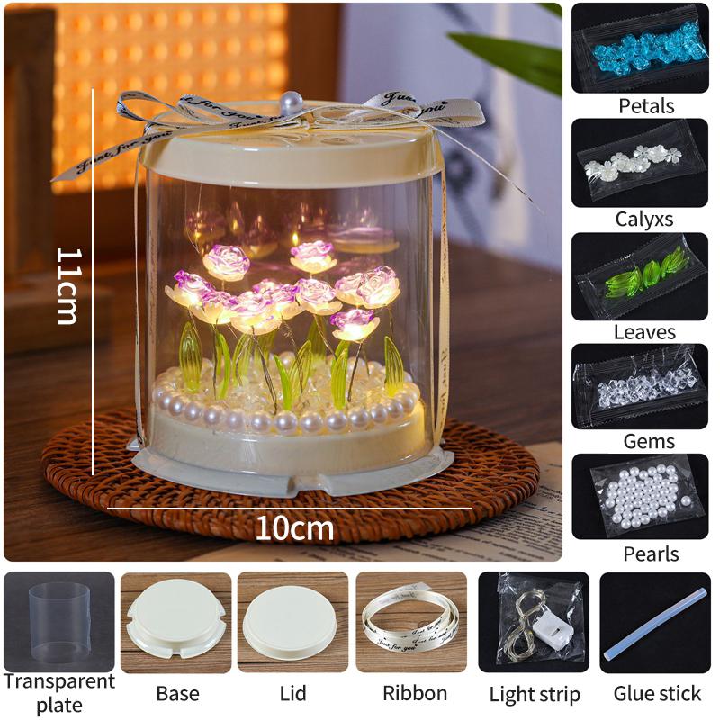 Diy Flower Lamp Ornament Table Lamp Decoraitons Handmade Crafts Gifts Desk Accessories Mother'S Day Children'S Day Gifts