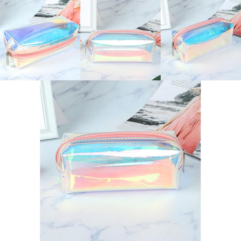 Transparente TPU Make-up Tasche Laser Bunter Federmäppchen Tragbare Aufbewahrung Für Studenten