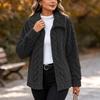 Women's Plush Jacket with Pockets, Casual Fuzzy Warm Outerwear for Everyday Wear