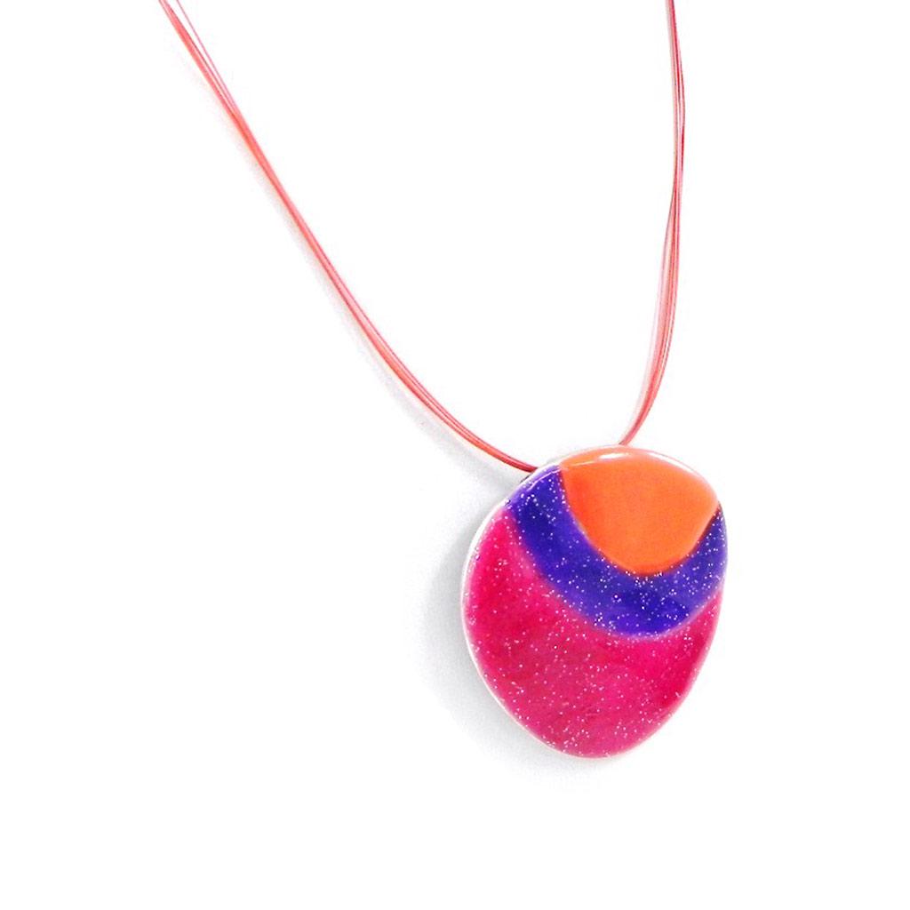 NOA [H9064] - Designer Necklace 'Coloring' Pink Purple Orange