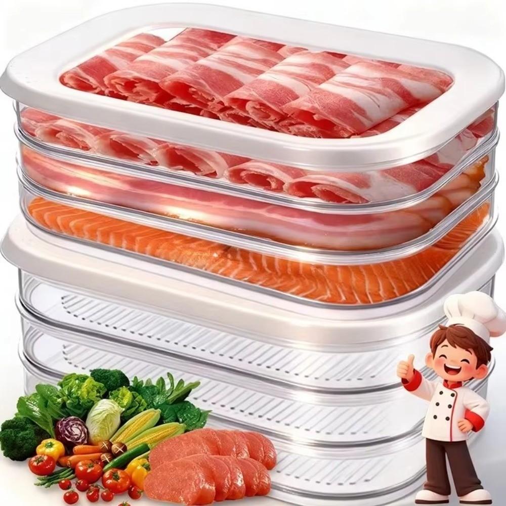 Multi-layer Meat Container for Fridge Stackable with Clear Lids Cold Storage Containers Refrigerator Airtight Storage Box