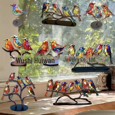 Colorful Bird & Flower Acrylic Home Ornaments