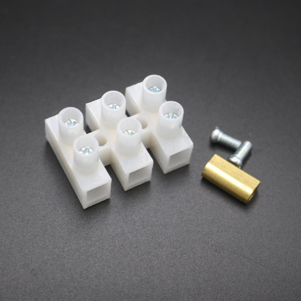 Flame Retardant PA10-3P Brass Terminal Block, 3-Position with Cross Screw and 10mm Hole Spacing