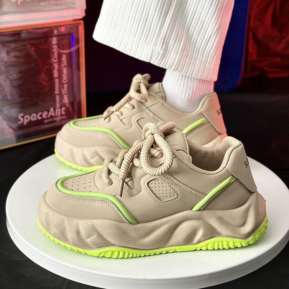 Chunky Sneaker Men Designer Board Shoe Fashion Casual Microfiber Leather Breathable Height Increased Flat Platform Running Shoes