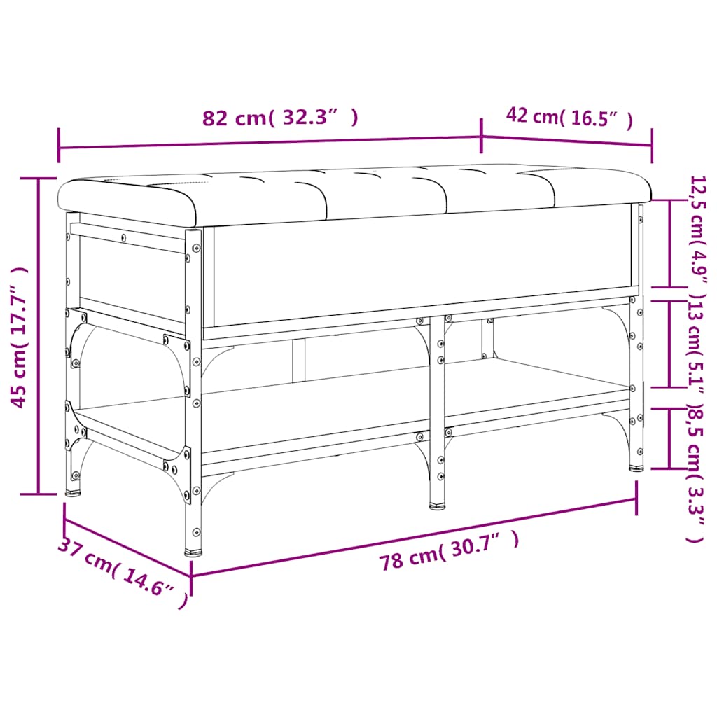 Shoe Bench Smoked Oak Finish 82