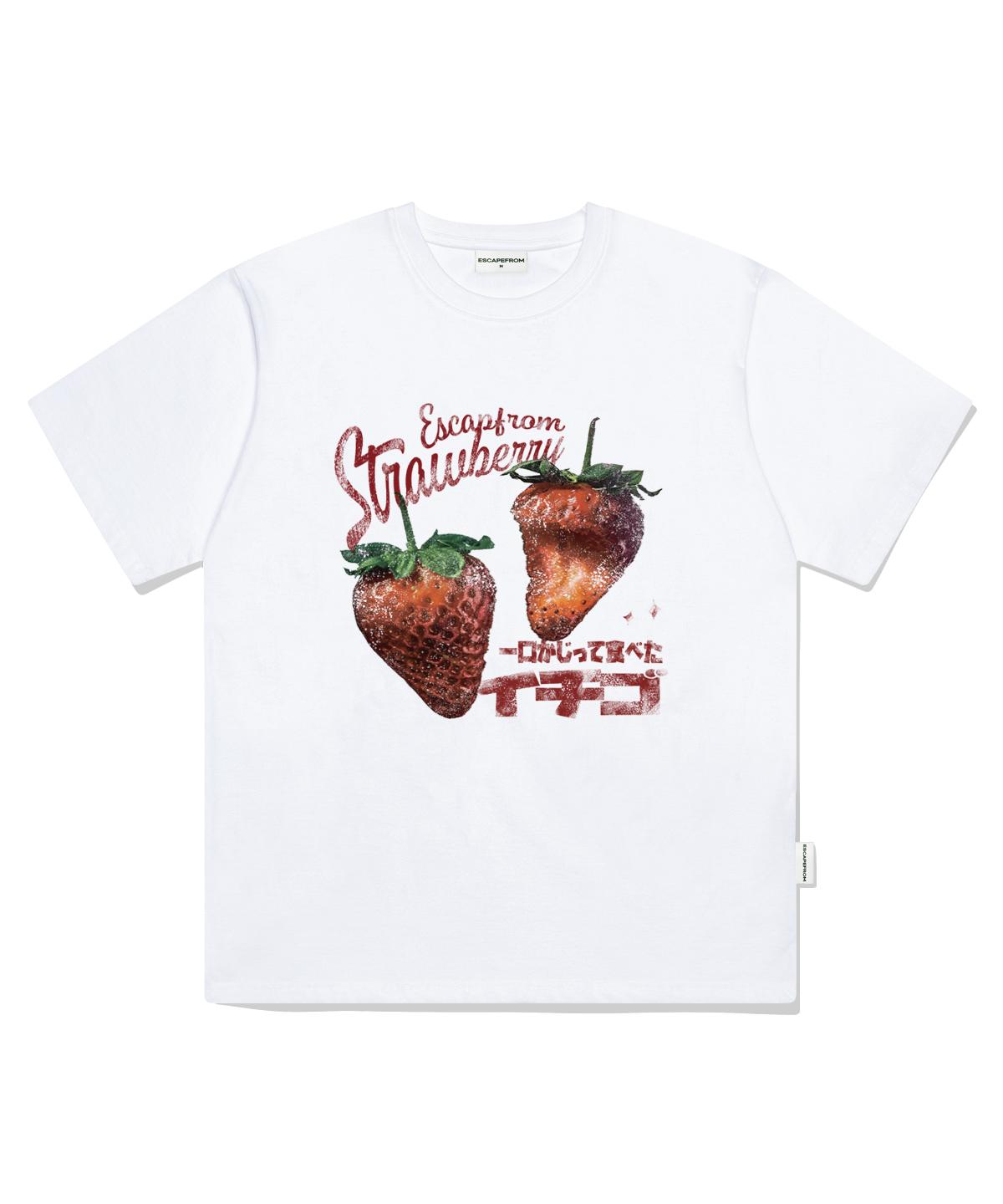 Escape From Strawberry Print Oversized Short Sleeve T-Shirt White L