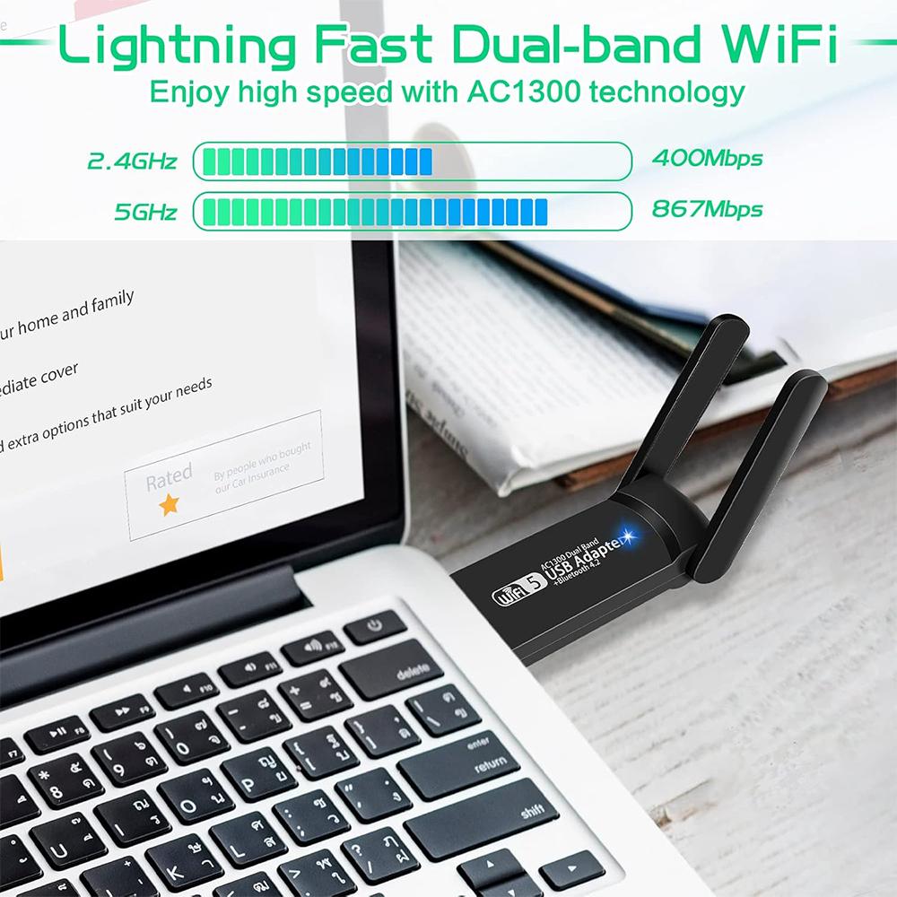 NDUP Gigabit Dual-Band USB WiFi Adapter – Driver-Free, 1300Mbps Wireless Receiver!