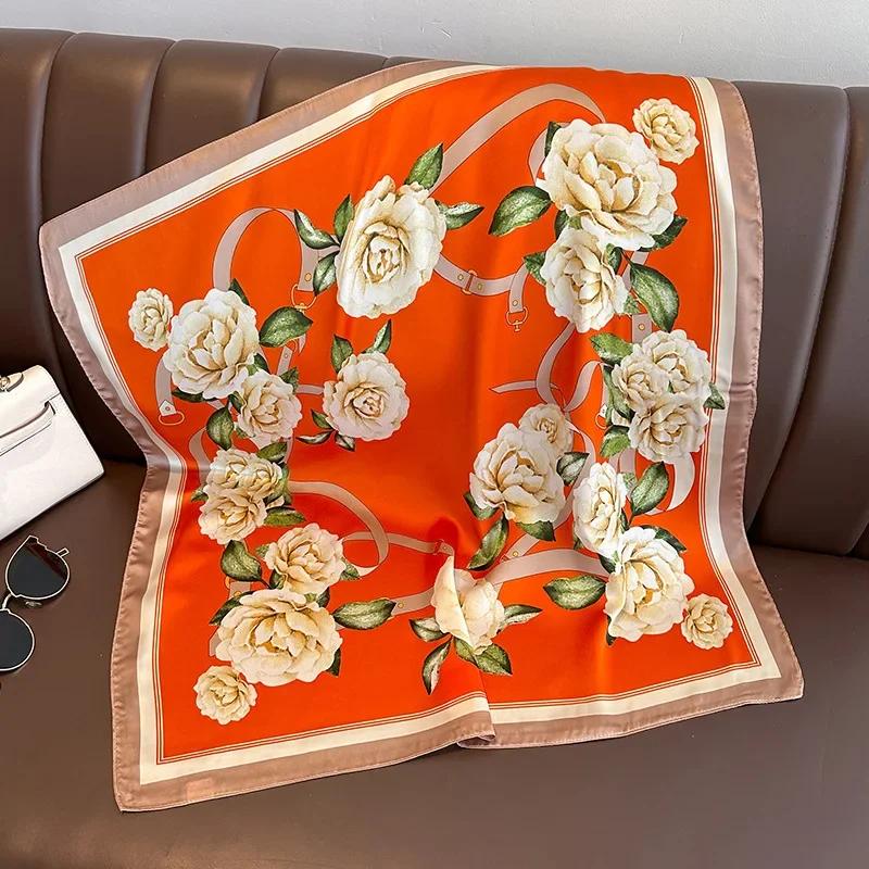 Fashion Scarves for Women Shawl Horse Print Silk Satin Hijab Scarf Female 70*70cm Luxury Brand Square Shawls Scarfs For Ladies