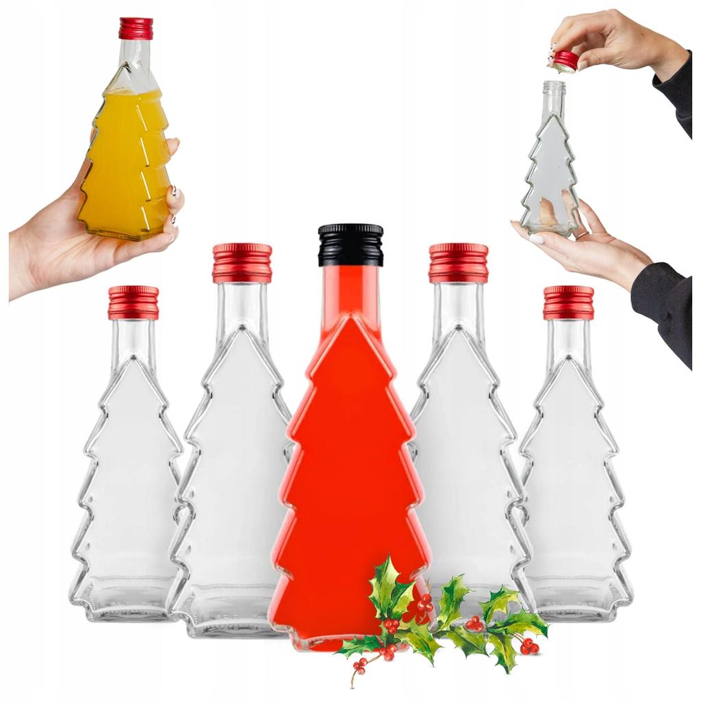 10x CHRISTMAS TREE BOTTLES 250ml FOR LIQUEURS GIFT WINE LIQUEUR SET