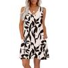 Women's Summer Dresses Loose Fit Printed V Neck Sleeveless Sundresses Beach Hawaiian Dress With Pockets