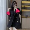Damen Herbst 2025 Einreihiger Revers-Blazer - Langarm, Polyester, mit Taschen für den Arbeitsweg