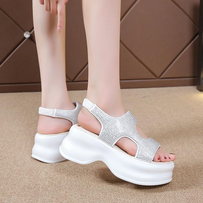 fashion Women Leisure Chunky Platform Sandals Peep Toe High Heels New Gladiator Slippers Woman Fashion Trendy Summer Beach Sandals 7.5CM