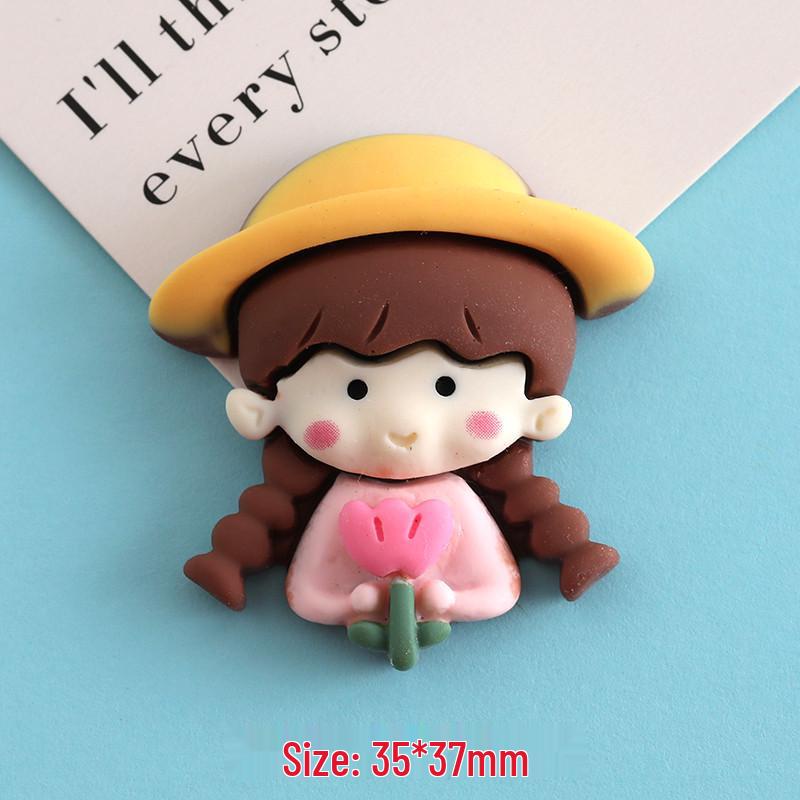 Large Cartoon Girl Resin Accessories for DIY: Phone Case, Hair Clip, Cup, Car Decoration, Storage Box Materials.