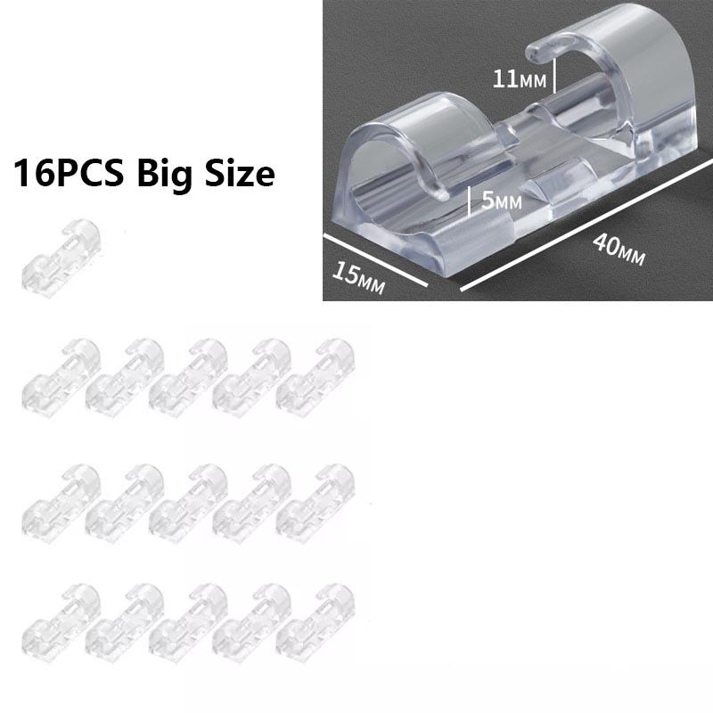 16/20 Pcs Cable Clips Organizer Drop Wire Holder Cord Management Self-Adhesive Cable Manager Fixed Clamp Wire Winder