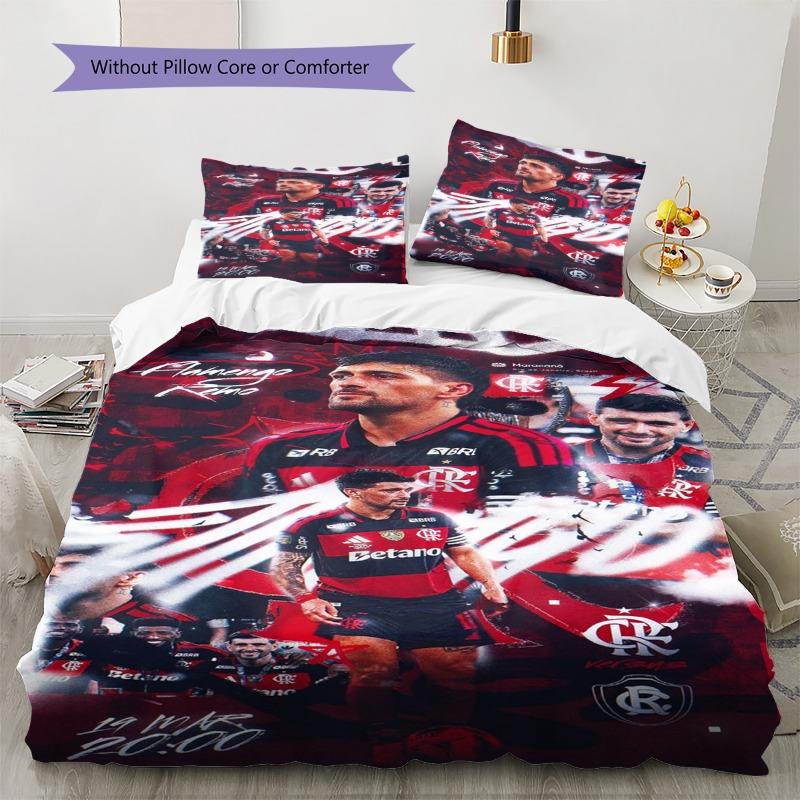 Flamengo Football Team Collage Print 3‑Pieces Duvet Cover Set Soccer Sports Bedding Bedroom Home Decor Without Pillow Core Comforter