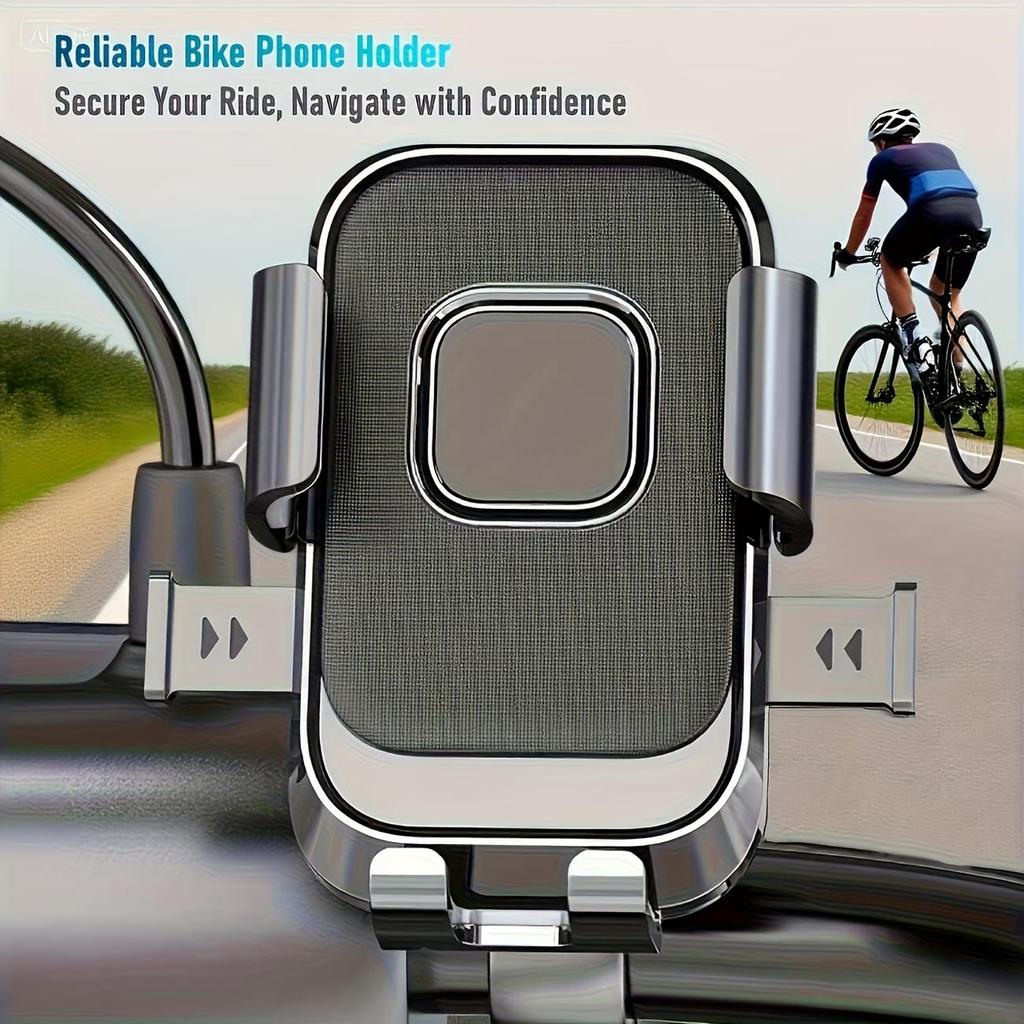 Bike Phone Holder, Heavy Duty Anti-Vibration Handlebar Mount, Universal Cell Phone Bracket for iPhone Samsung All Smartphones
