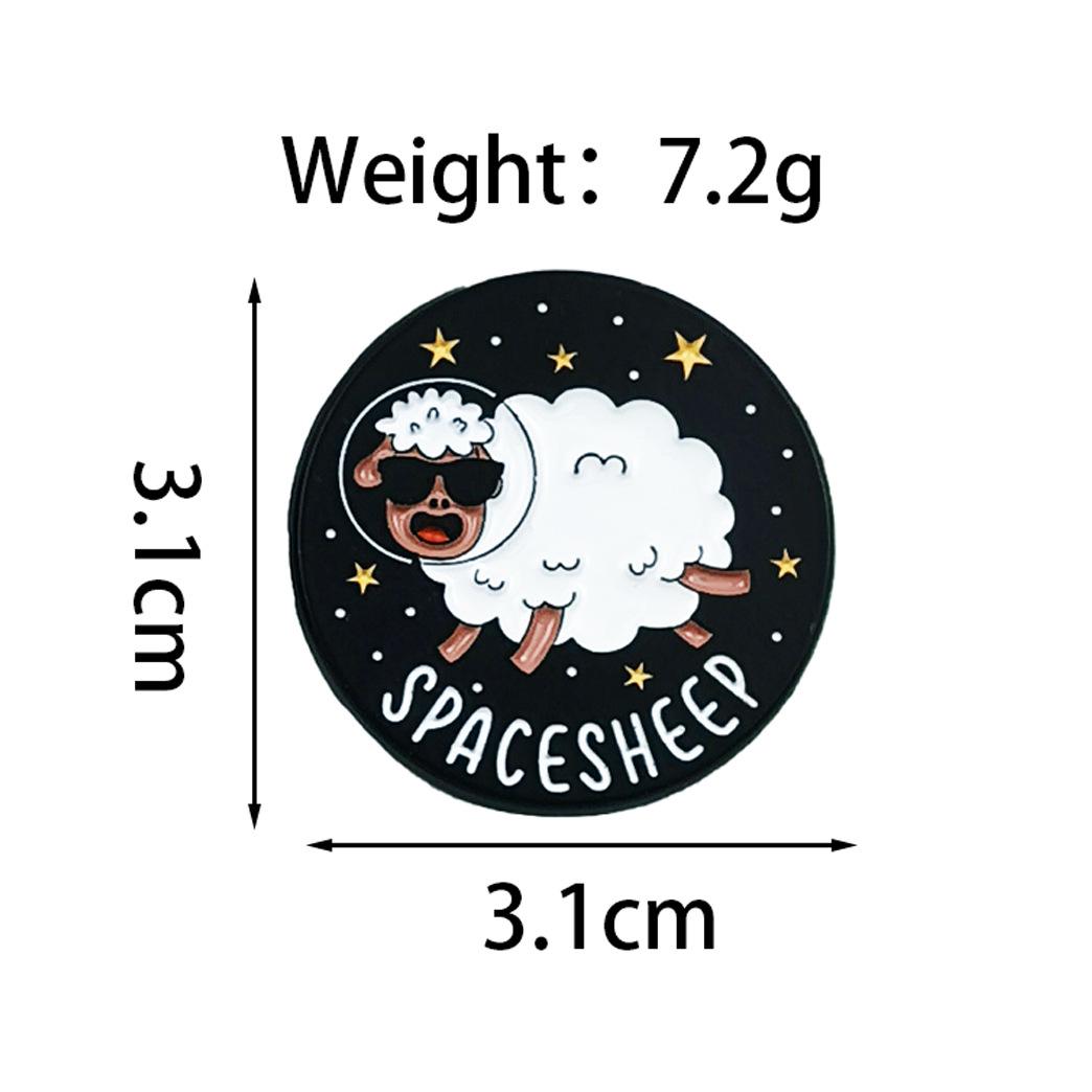 Creative Cartoon Sheep Brooch: Cute Black & White Sheep Personality Quotes Metal Badge Accessory