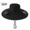 Wide Brim Fan Cap Solar Hat, UPF 50+ Sun Hat with 2 Outdoor Cooling Fans, & USB Rechargeable, 3 Speeds for Fishing/Camping/Hiking/Gardening