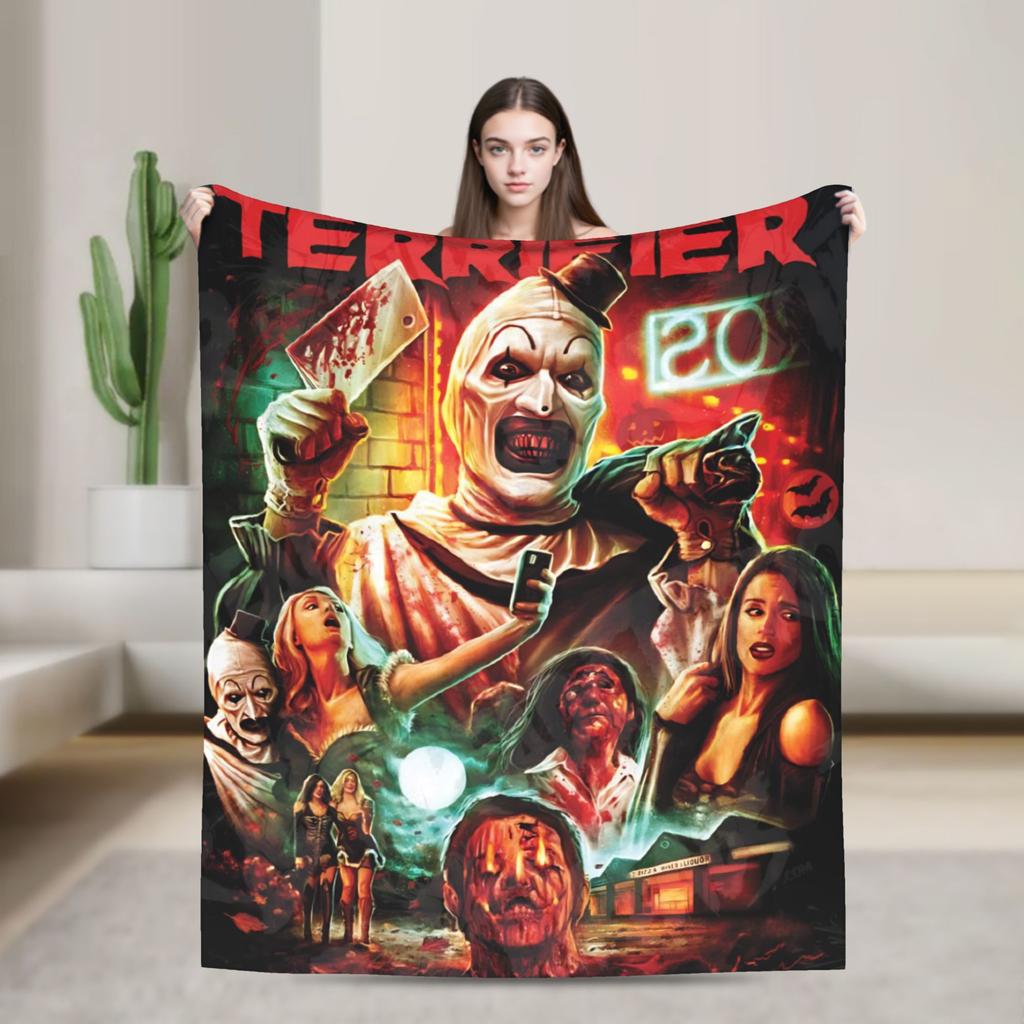 Terrifier Decke Film Kunst Der Clown Camping Flanell Bettwäsche Überwürfe Für Heimdekor Weich Warm Benutzerdefinierte Qualität Tagesdecke Geschenk
