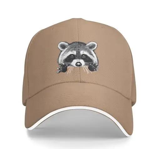 Raccoon Baseball Caps Peaked Cap Cute Animal Sun Shade Hats for Men Animal Lovers Snapback Denim Four Seasons Casual