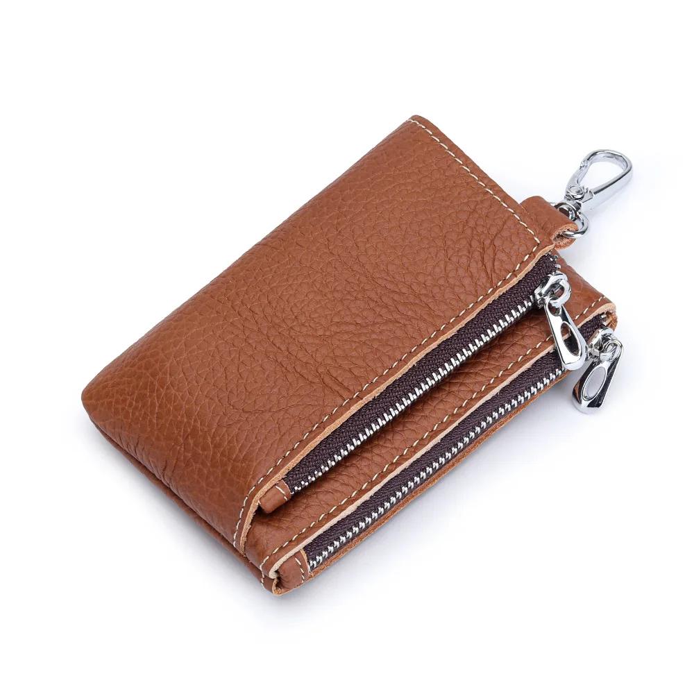 Cowhide Multi-functional Key Bag Genuine Leather Keychain Men Key Holder Women Keys Organizer Pouch Wallets Housekeeper Key Case