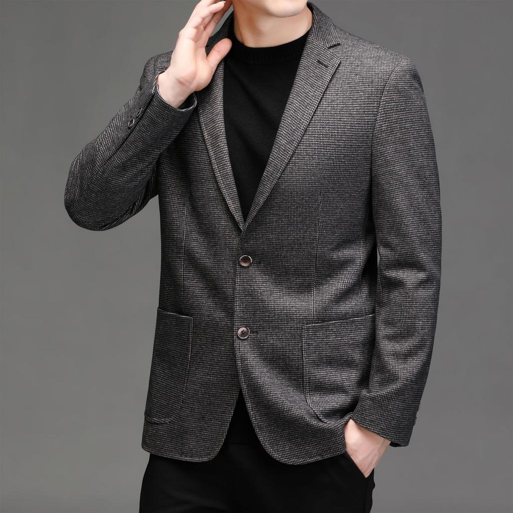 FHLHY Long Sleeve Tailored Available In Large Sizes Men's Slim-Fit Jacket, Casual, Business, Stylish,