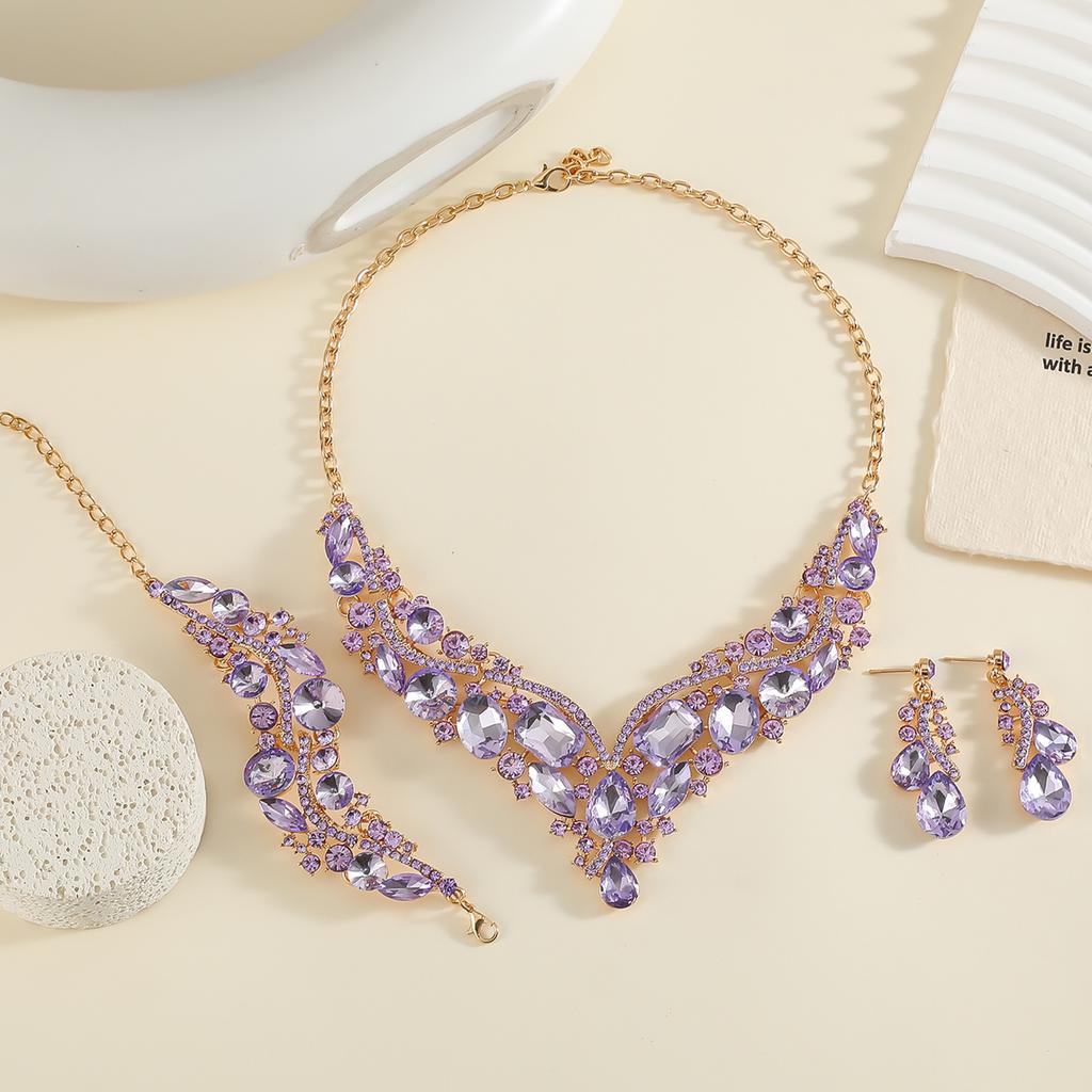 Vintage Crystal Necklace Earrings Bridal Jewelry Sets for Brides Wedding Party Costume Accessories Gifts for Women