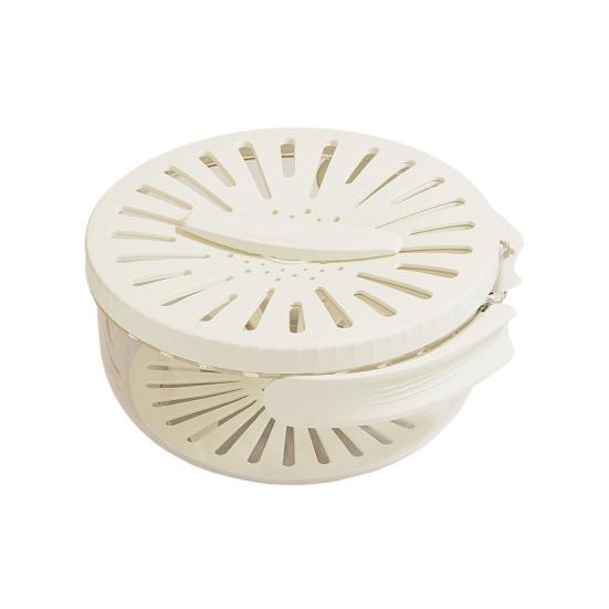 2-in-1 Draining And Preservation Basket Fruit Bowl with Strainer Lid Fruit And Vegetable Washing Bowl with Foldable Handle for Camping Kitchen Fridge