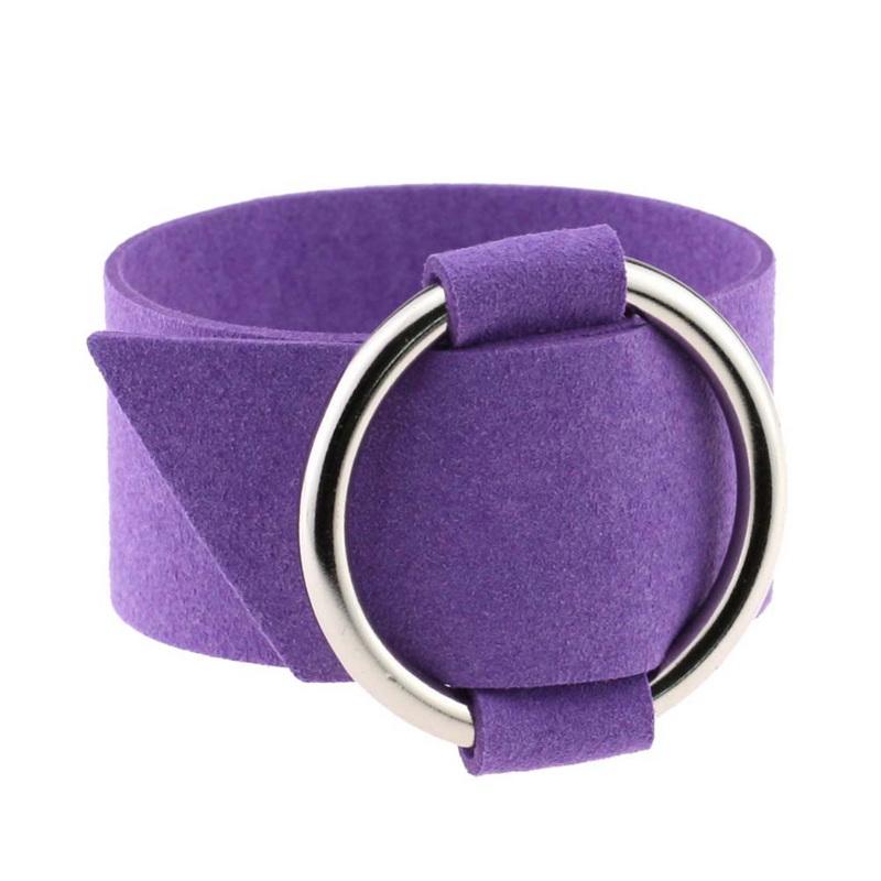 Kvinnemote sirkulær ring sjarmarmbånd bred fløyel flerfarget armbånd stor sirkel mansjett vintage klubbsmykker flanell justerbar armring