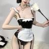 Sweet and Spicy Anime Maid Roleplay Costume Sexy Chef Maid Patent Leather Bodysuit Cosplay Uniform Suit