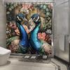 3D Peacock & Floral Shower Curtain - Waterproof, Mildew-Resistant with Exquisite Design for Elegant Bathroom Decor